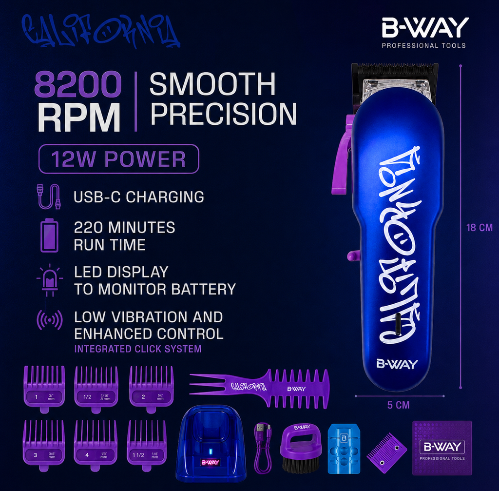 B-WAY NEW California Professional Clipper – 8,200 RPM Fusion DLC