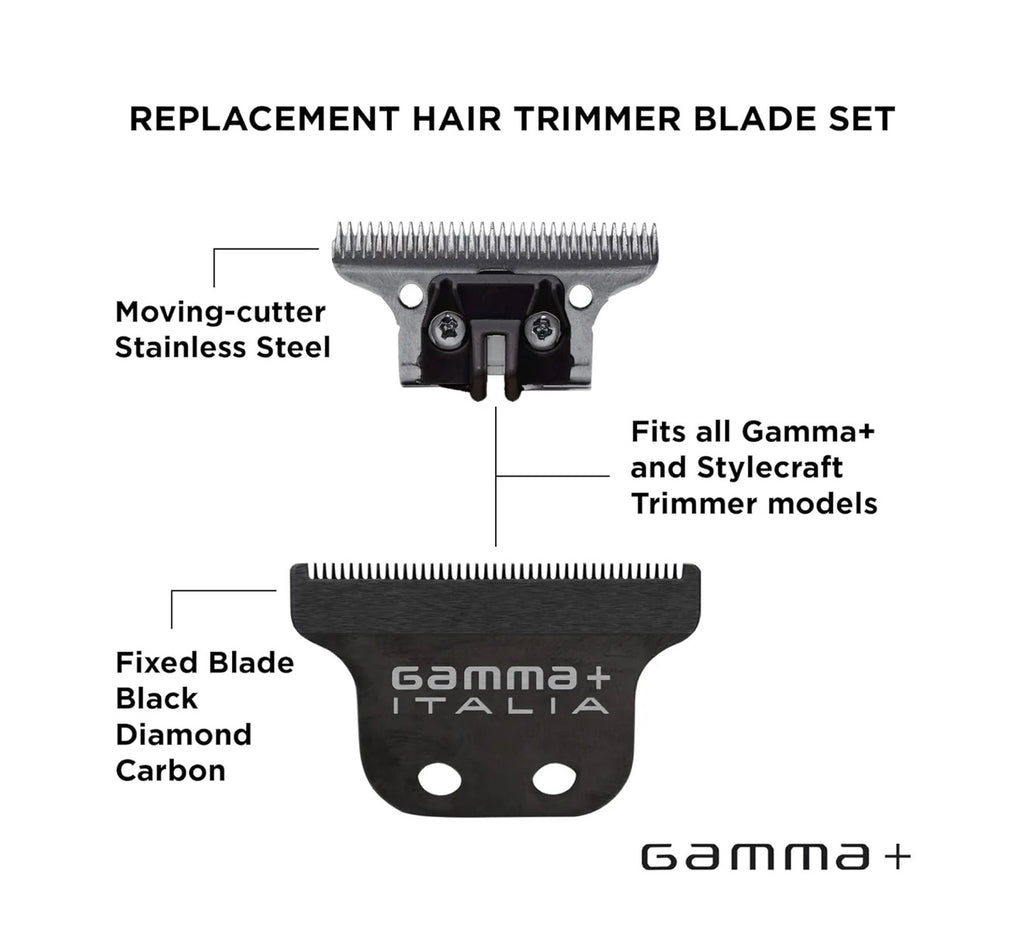 Gamma+ Black DLC Deep-Tooth Trimmer Blade Set (GPAHRBD)