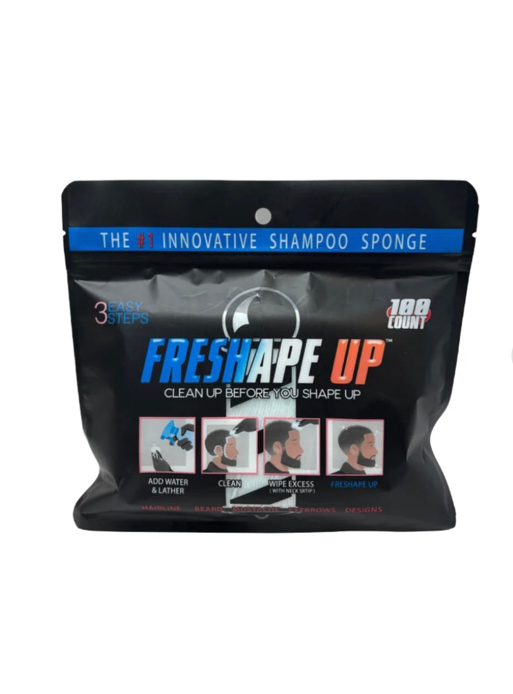 Freshape Up Shampoo Infused No Rinse Sponges for Hairline Cleaning (100pk)