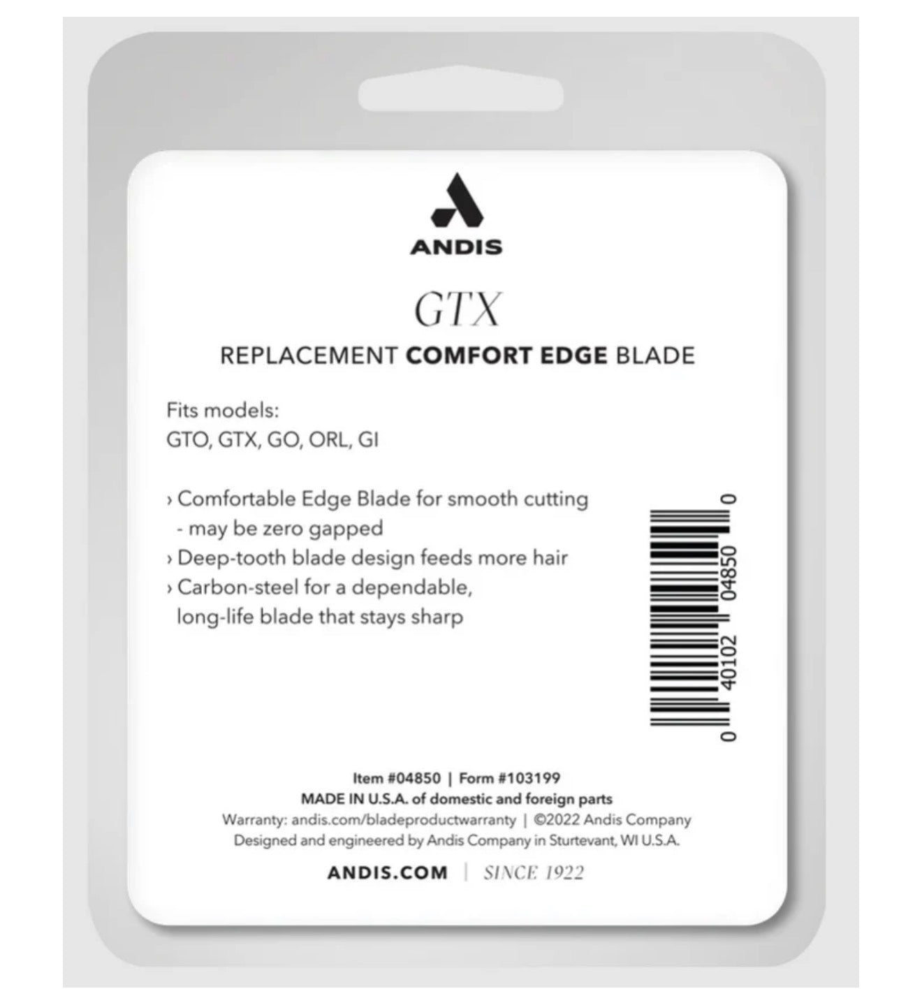 Andis GTX Deep Tooth T-Outliner Carbon Steel Replacement Blade (04850)