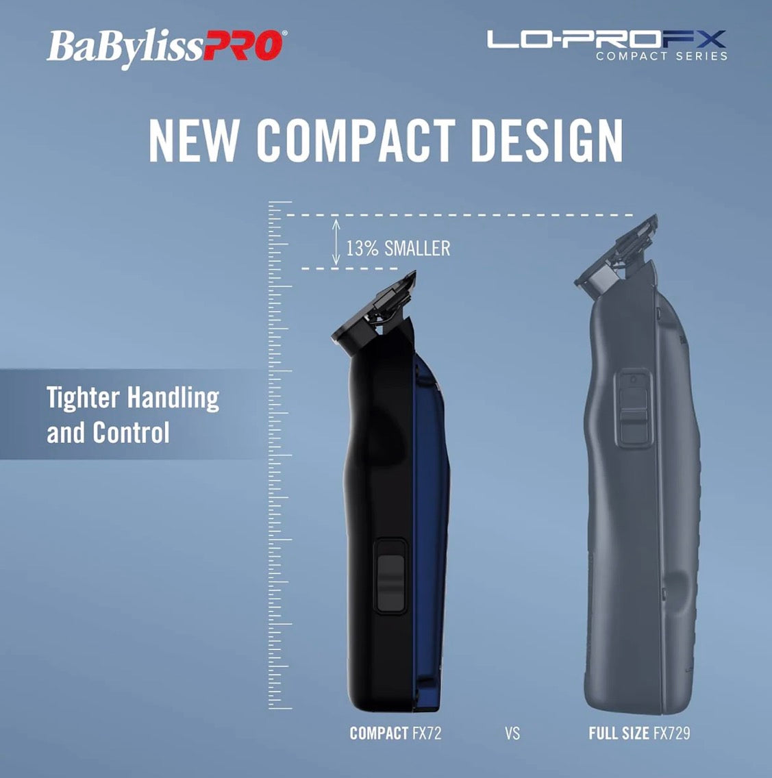 BaBylissPRO FXONE LO-PROFX High Performance Low Profile Compact Trimmer - Blue