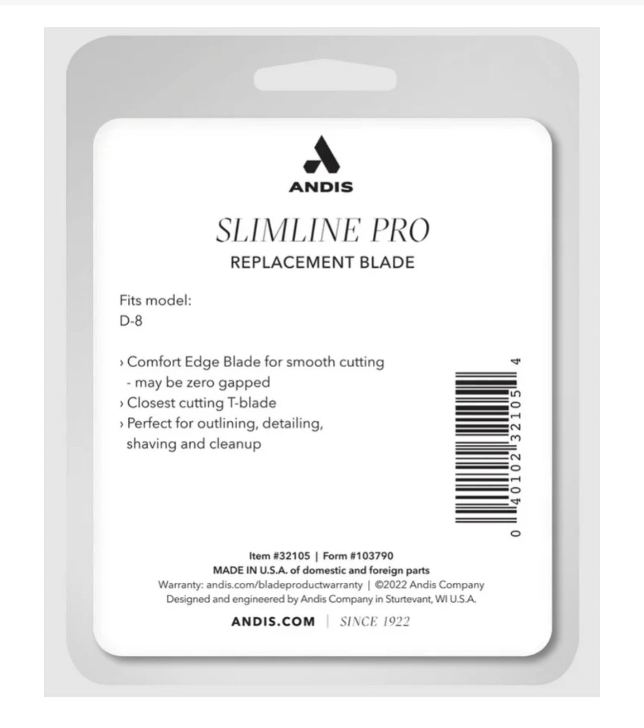 Andis Slimline Pro Close Cutting Li Trimmer Carbon-Steel T-Blade
