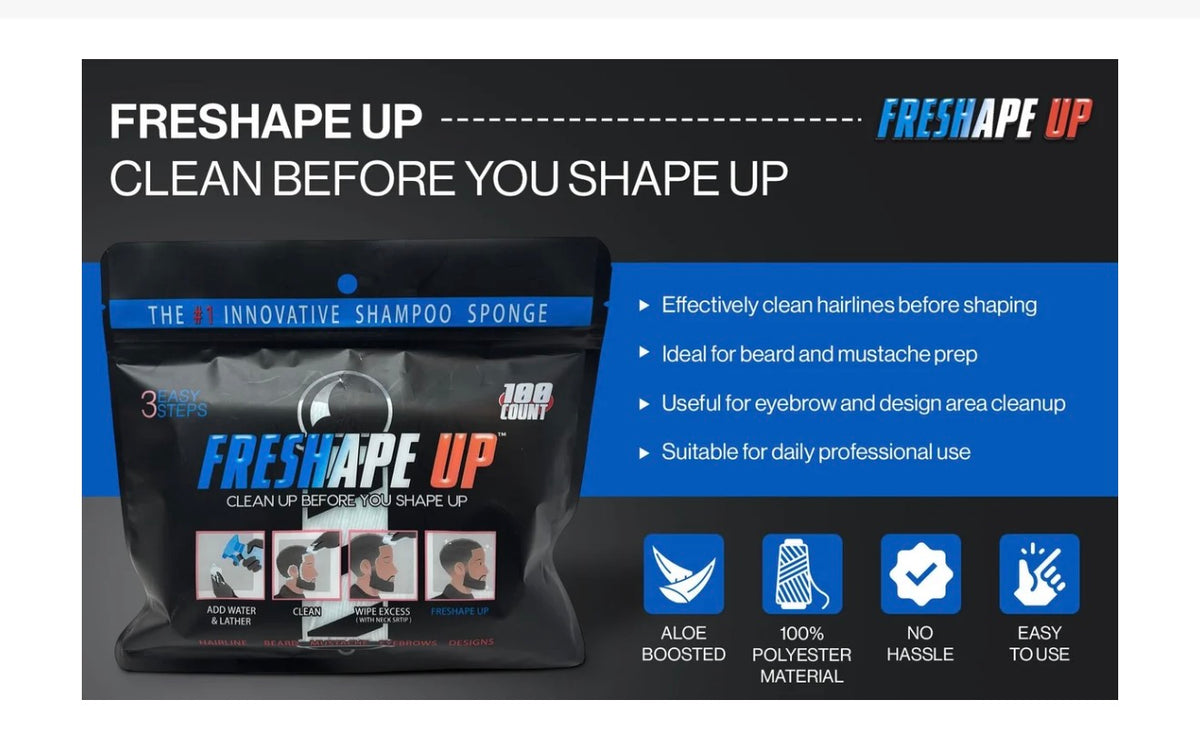 Freshape Up Shampoo Infused No Rinse Sponges for Hairline Cleaning (100pk)