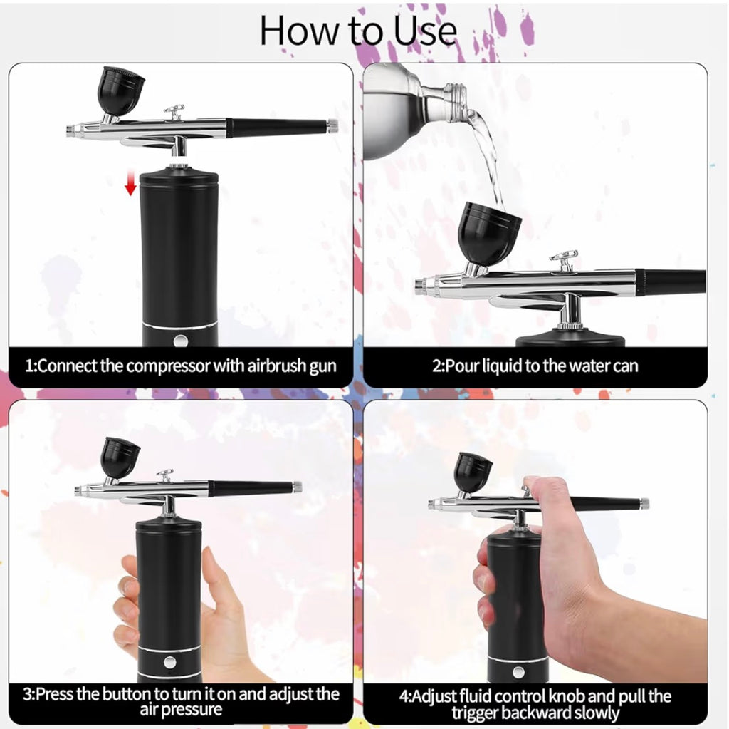 Airbrush Kit Air Brush Kit With Air Compressor Nail Charms Wireless Air Brush for Barber - Unlimited Barber and Beauty Supply