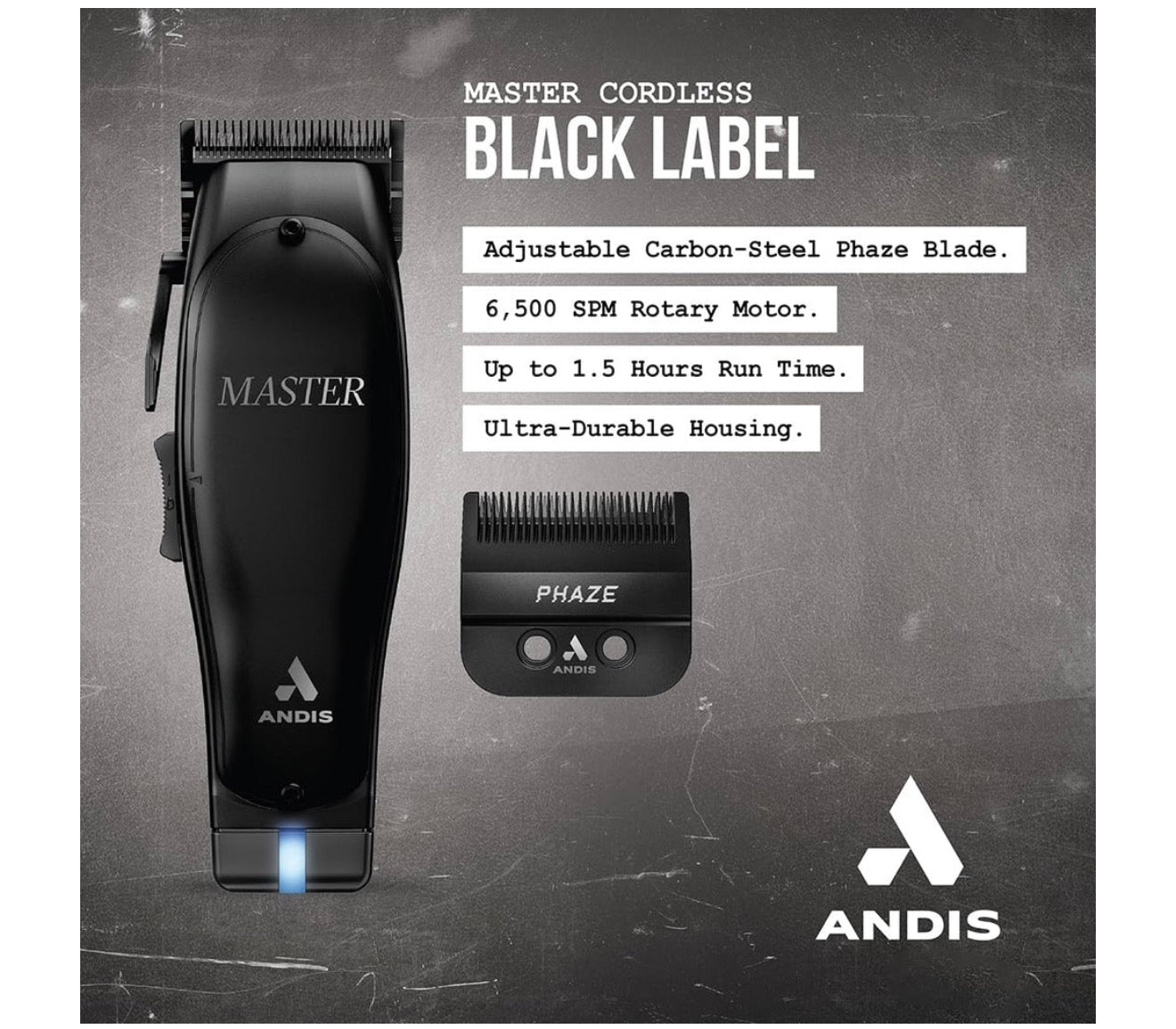 Andis Master Cordless Clipper Black Label Edition w/ Phaze Blade MLC (561895)