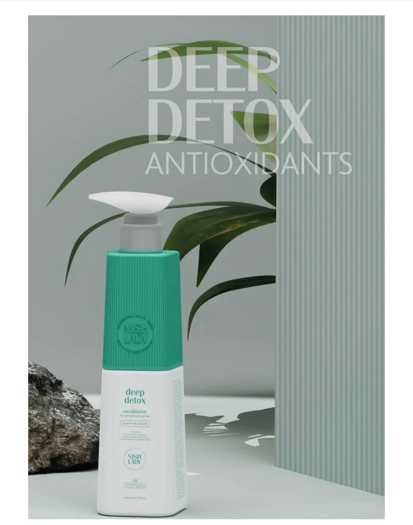 NishLady Deep Detox Conditioner w/ Green Tea & Avocado for Normal to Oily Hair (17oz)