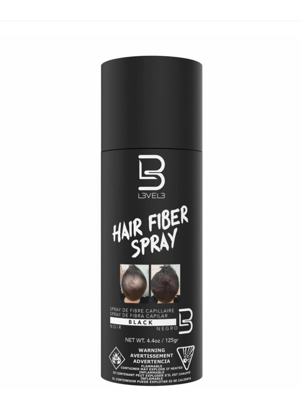 L3VEL3 Black Hair Fiber Spray, 4.4 oz - Unlimited Barber and Beauty Supply