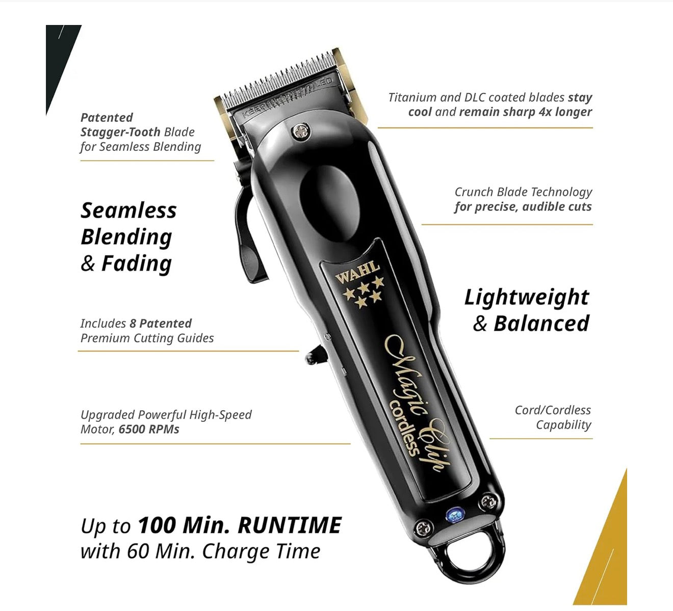 Wahl Professional 5 Star Magic Clip Cordless Clipper - Black