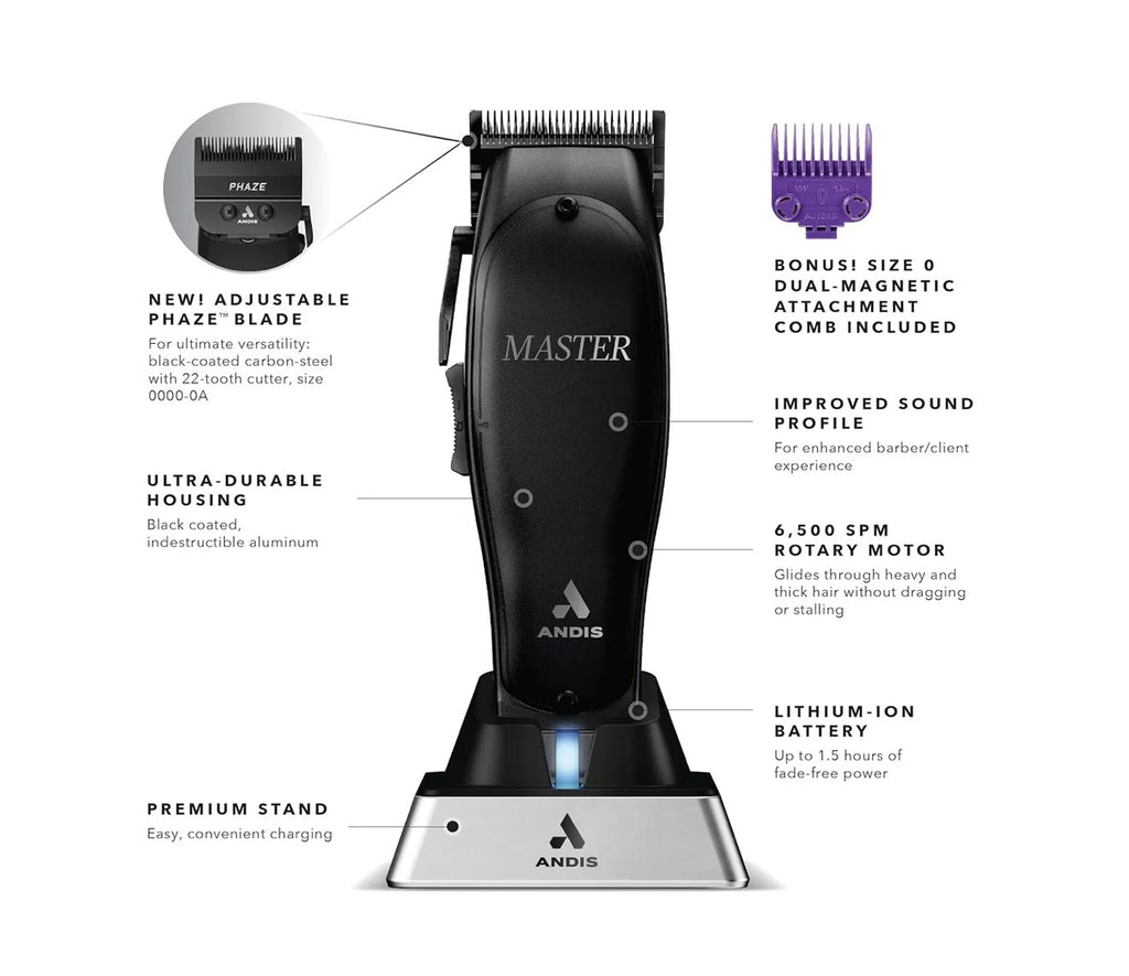 Andis Master Cordless Clipper Black Label Edition w/ Phaze Blade MLC (561895)