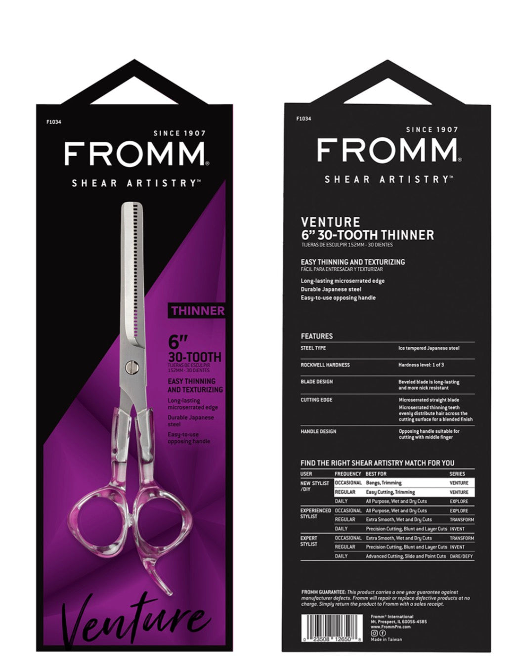 Fromm Venture 5.75" 30-Tooth Hair Thinning Shear - Unlimited Barber and Beauty Supply