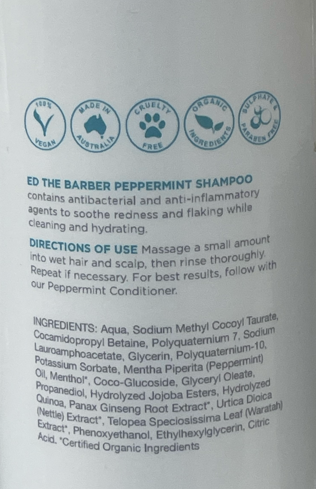 Ed the Barber Classic Peppermint Shampoo